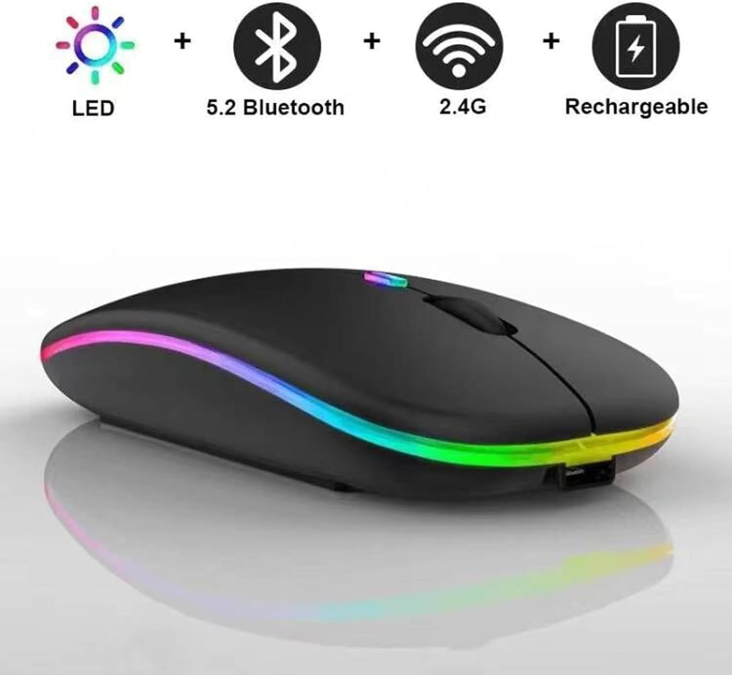 Slim Rechargeable Bluetooth Mouse: Silent Dual-Mode Travel Computer