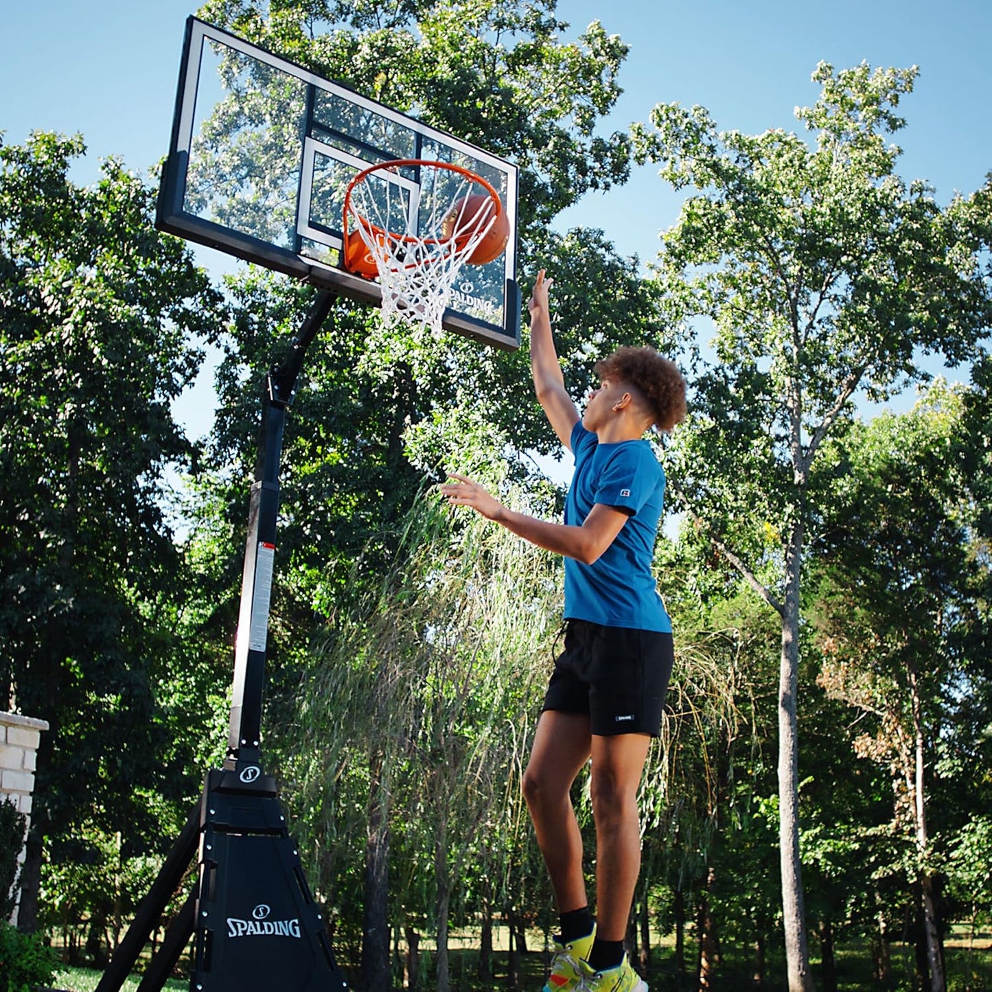 Spalding Portable Basketball System: Momentous Fast Assembly Outdoor Hoop
