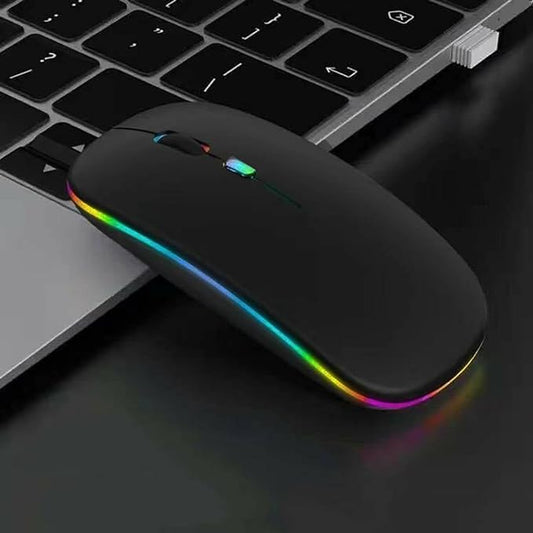 Slim Rechargeable Bluetooth Mouse: Silent Dual-Mode Travel Computer