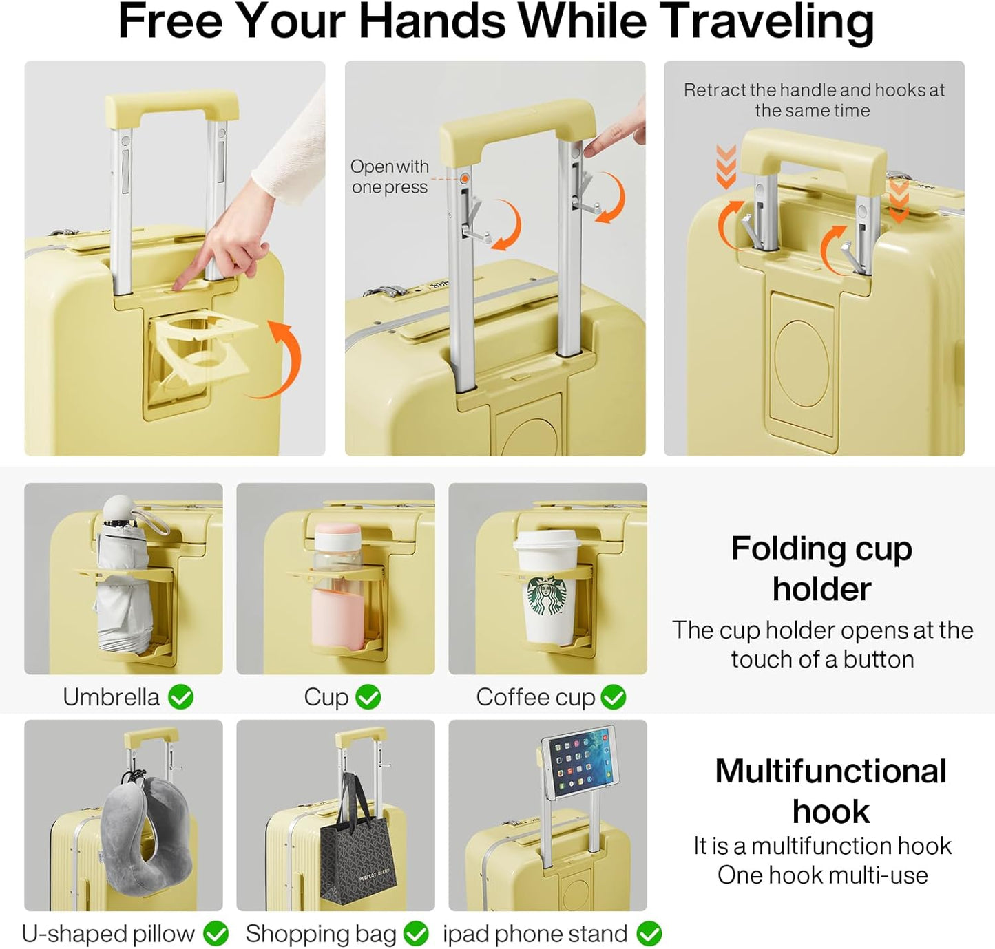 Mixi Spinner Luggage: Lightweight Carry-On Suitcase with USB Port