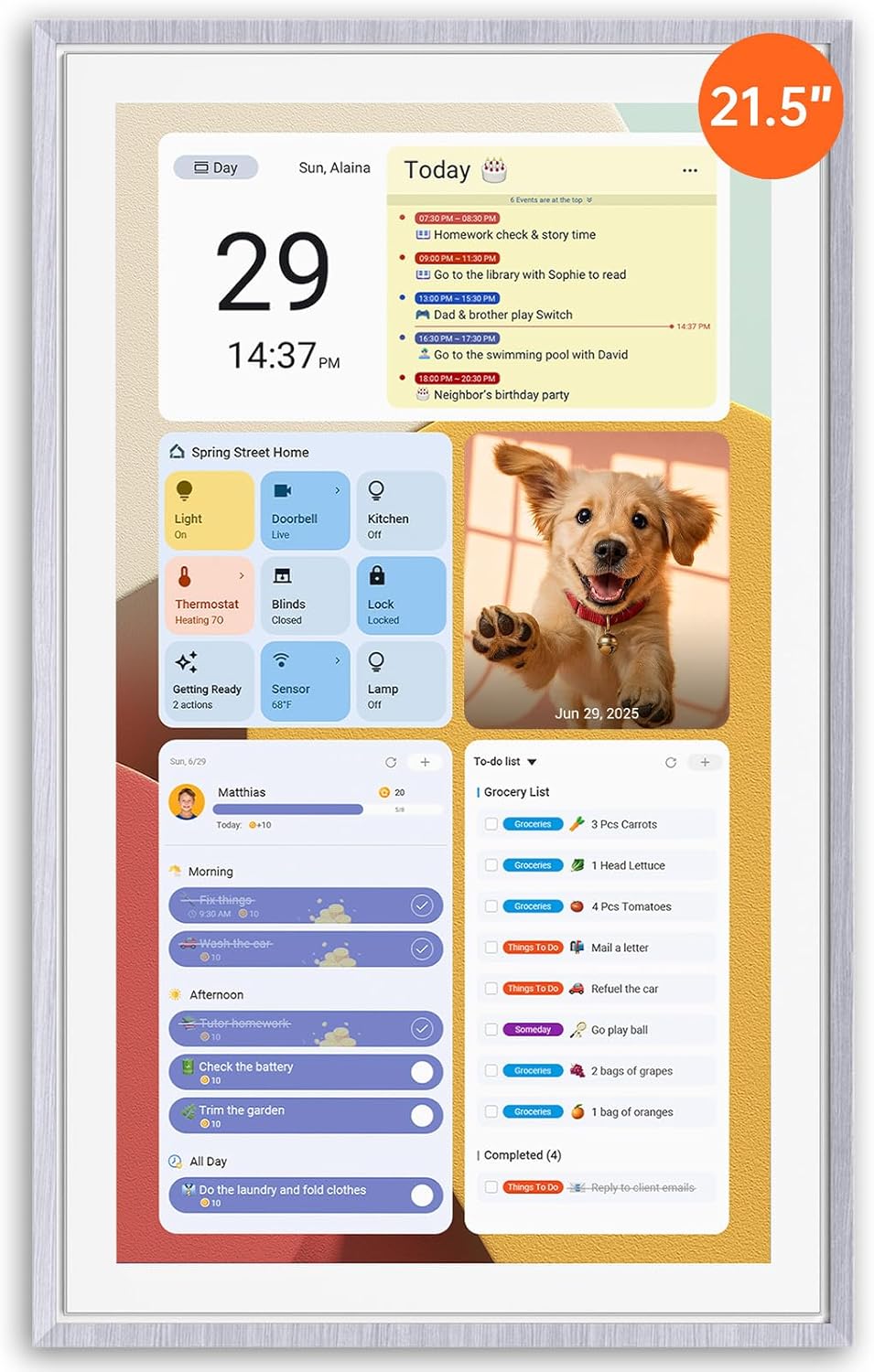 ApoloSign 21.5” Digital Calendar: Multi-Calendar Syncing Smart Wall Display