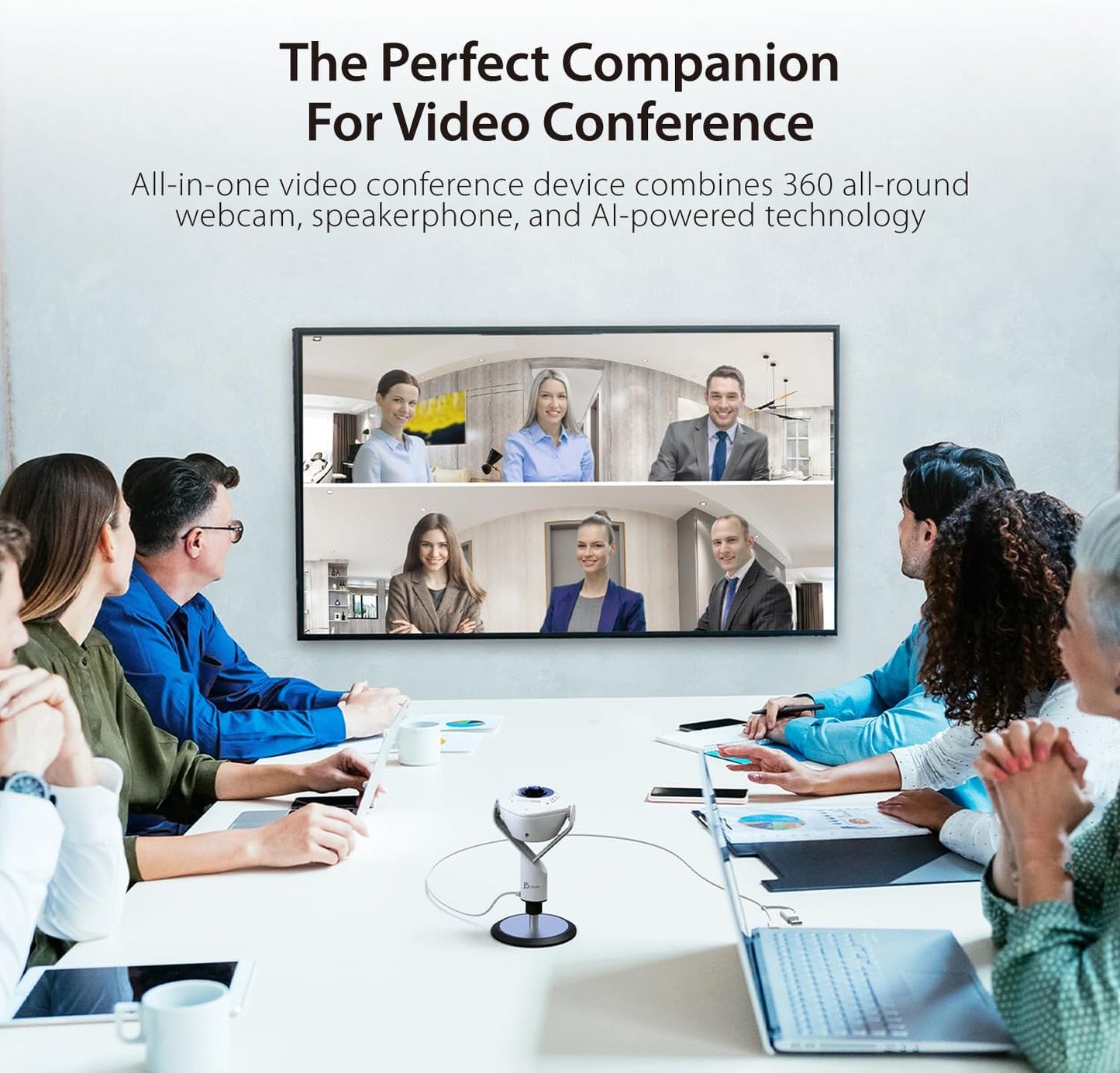 360° AI-Powered Conference Camera: Smart-Tracking Speakerphone with Remote