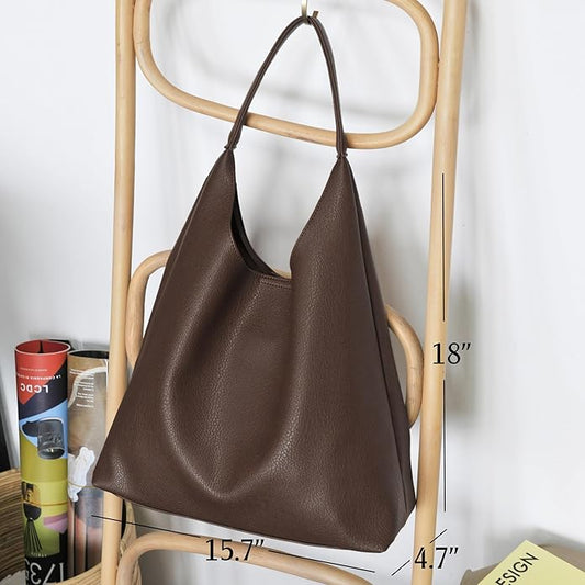 Soft Vegan Leather Slouchy Bag: Trendy Hobo Style Shoulder Purse